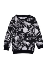 NEXT Boys’ Black Graffiti Print Sweatshirt – Urban Street Style - Smgarment's